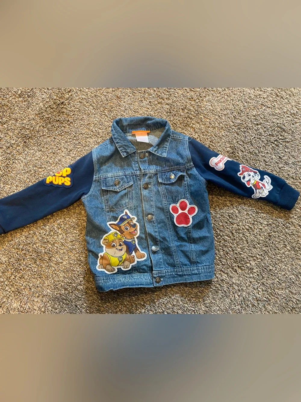 Nickelodeon Paw Patrol Denim Jacket with Navy Sleeves and Red Paw Patch